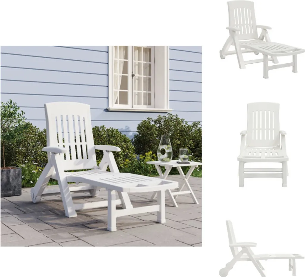 Chaise longue réglable et pliable avec roulettes - Mobilier de jardin PP