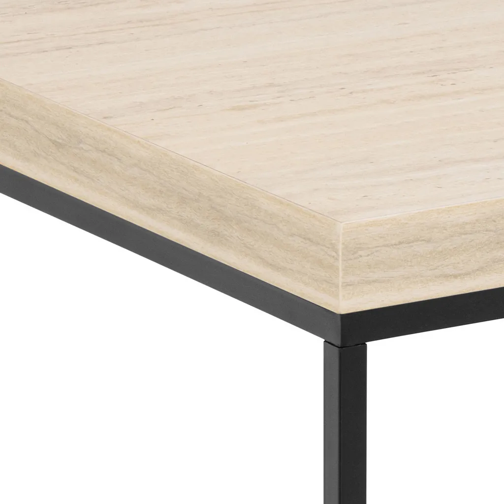 Table Basse Barossa Beige 60cm : Plateau Résistant et Pieds en Bois Clair