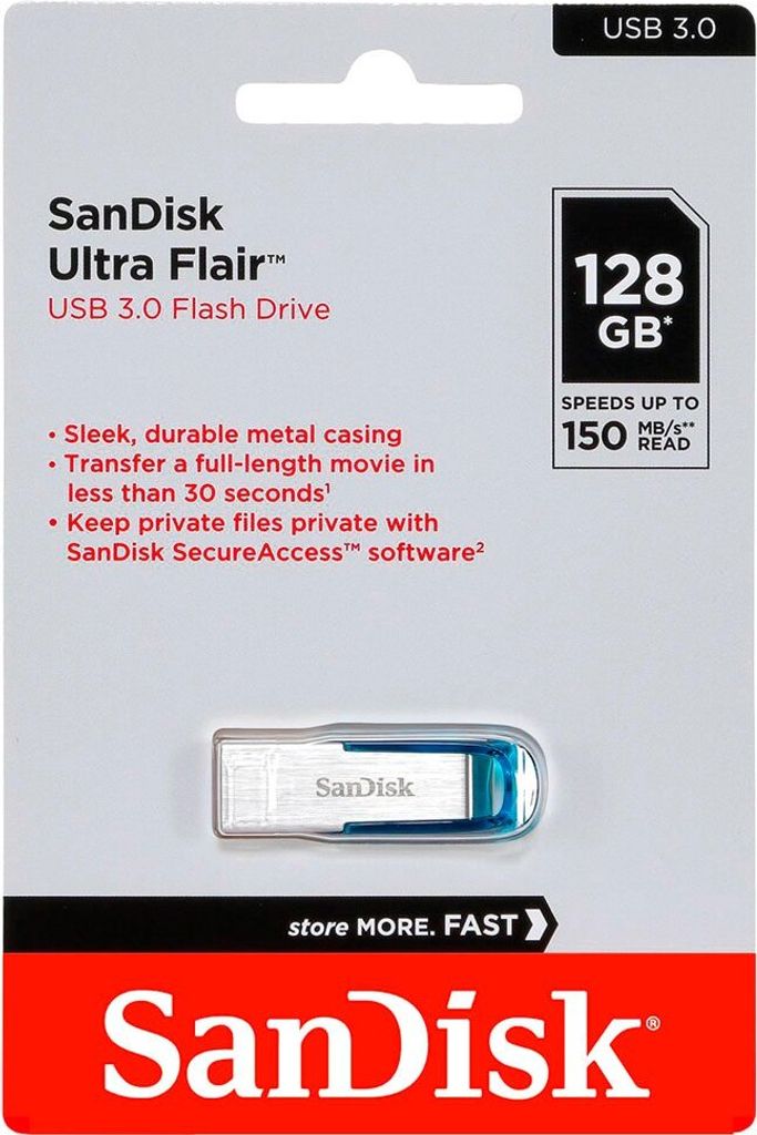 Sandisk Cruzer Ultra Flair 128gb Usb 3.0 Usb-stick Silber Silber One Size