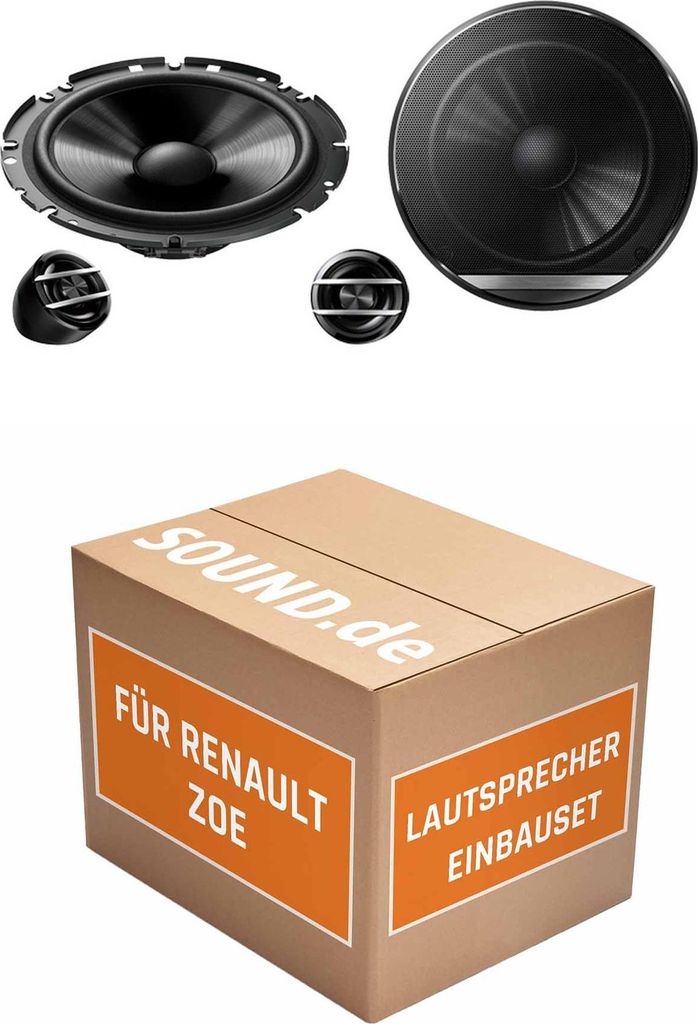 Lautsprecher Boxen Einbaupaket Front Pioneer TS-G170C passend für Renault Zoe | 2x Tief-Mitteltöner 2x Hochtöner