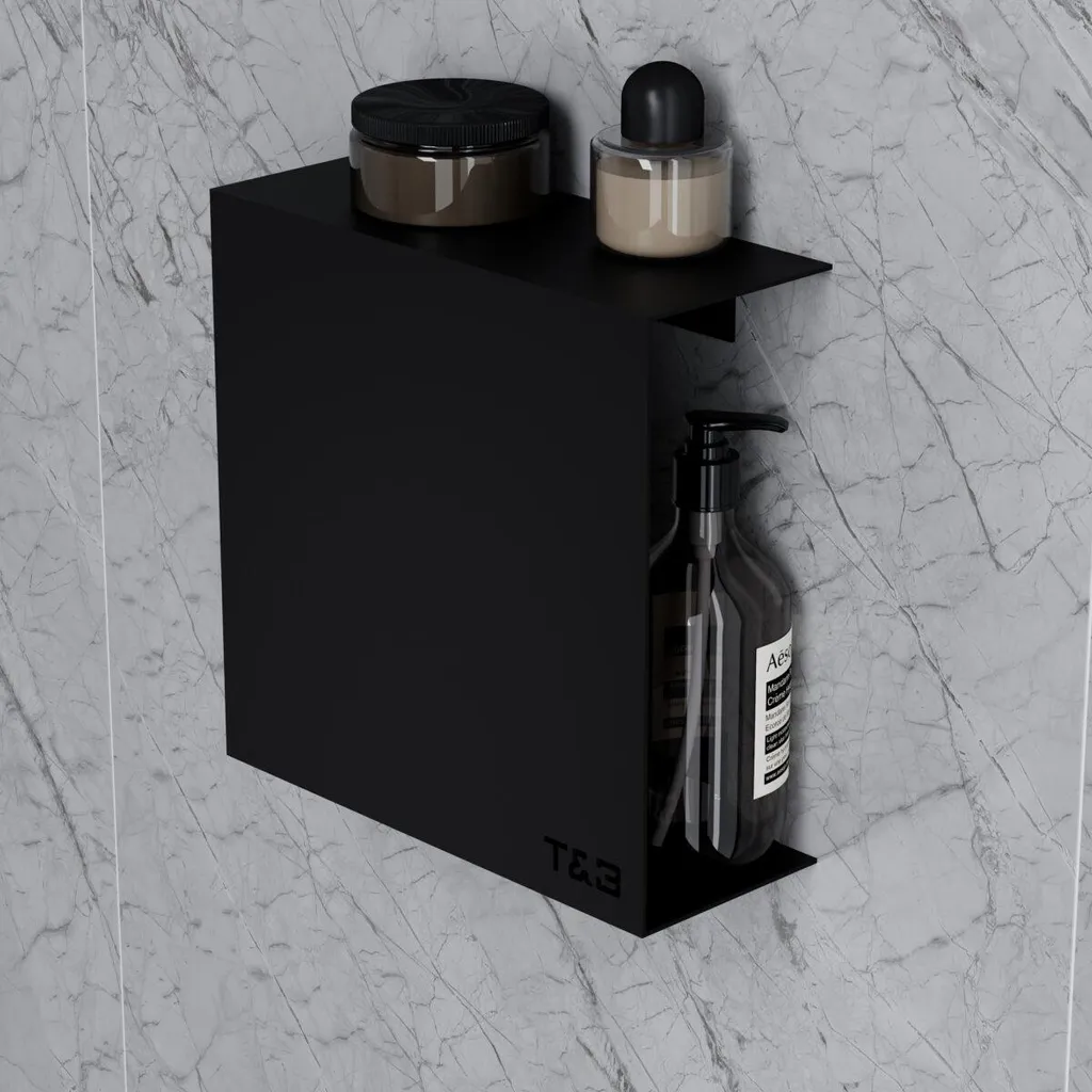 Étagère murale noir mat Nortiq T&B en aluminium pour douche et vasque