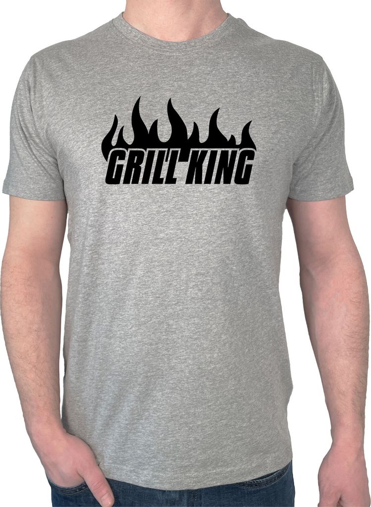 Huuraa Herren T-Shirt Grill King Flammen XXL Sport Grey Bio Baumwolle Fairtrade Herrenshirt Geschenkidee