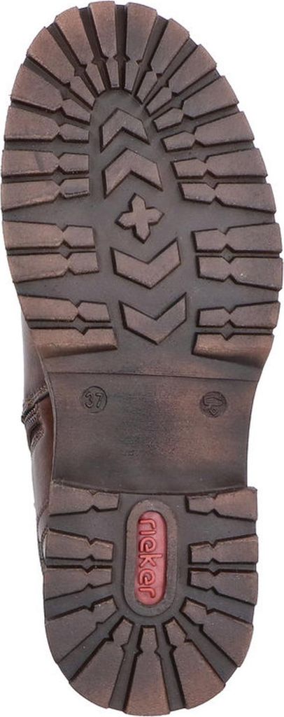 Rieker Damen Stiefelette Biker Plateau Boot Riemen und geraffter Schaft 93062, Größe:37 EU, Farbe:Braun