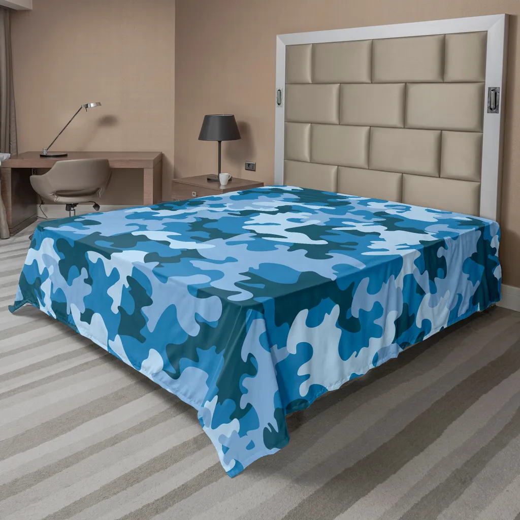 Drap de Lit Décoratif Bleu pour Chambre Adulte ou Ado, Format 266x260