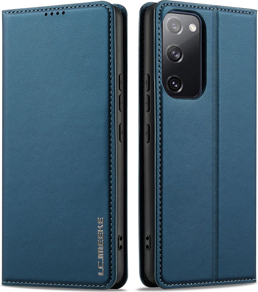 Handyhülle für Samsung Galaxy S20 FE 5G, Magnetische Flip Leder Hülle mit Kartenfach und Standfunktion Blau