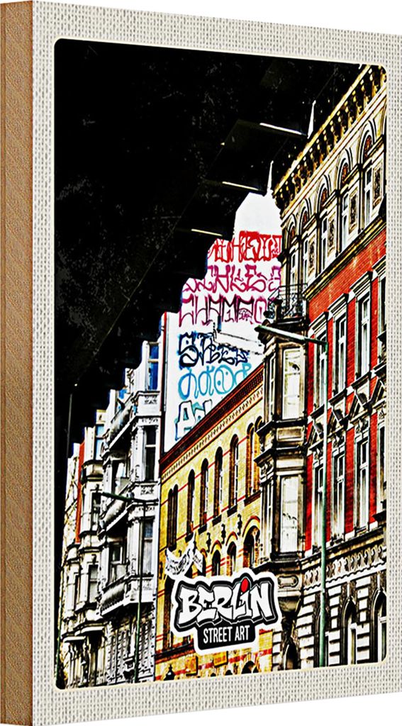Holzschild Reise 20x30cm Berlin Deutschland Graffiti Stret Art