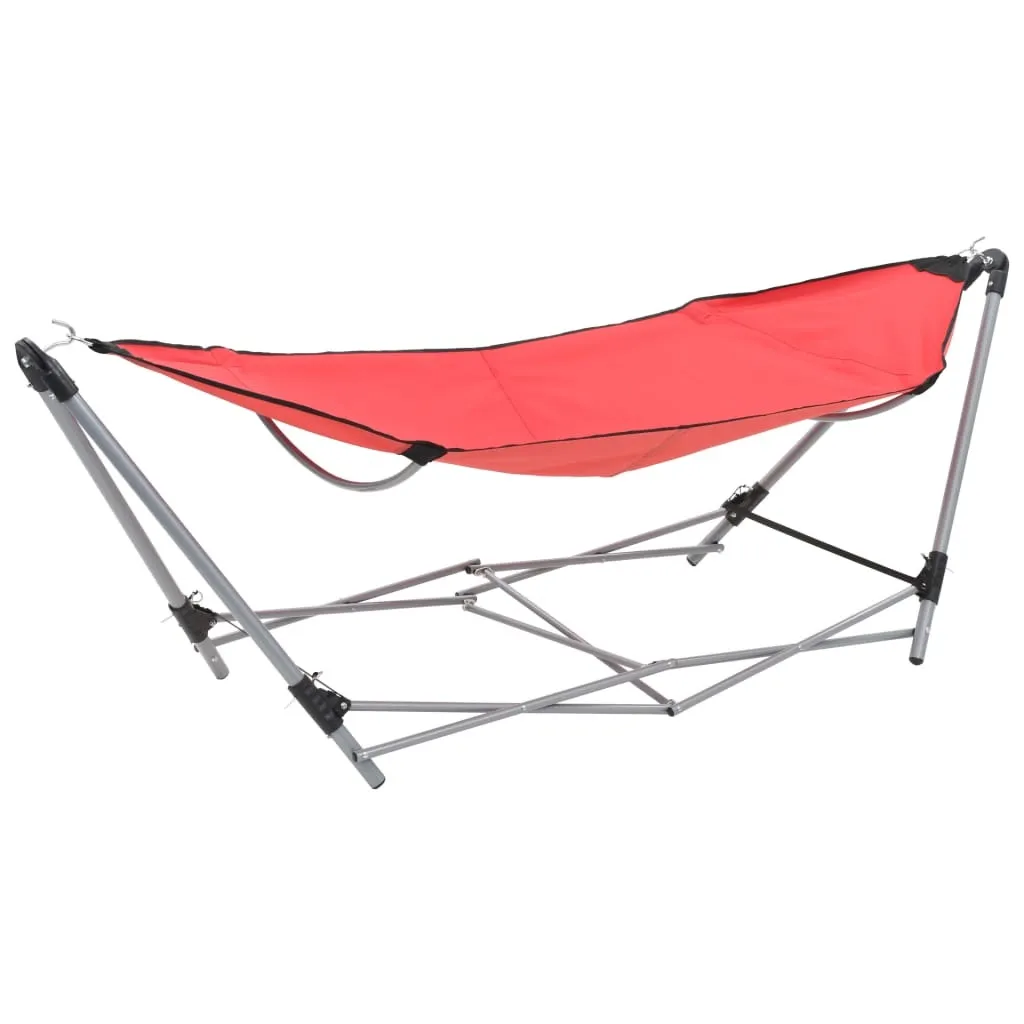 Hamac pliable et compact avec structure en acier rouge vidaXL - 8