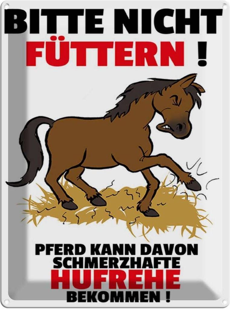 vianmo Blechschild 40x30 cm Pferd nicht füttern schmerzhaft Hufrehe Warnschild Hinweisschild Sicherheit Vorsicht