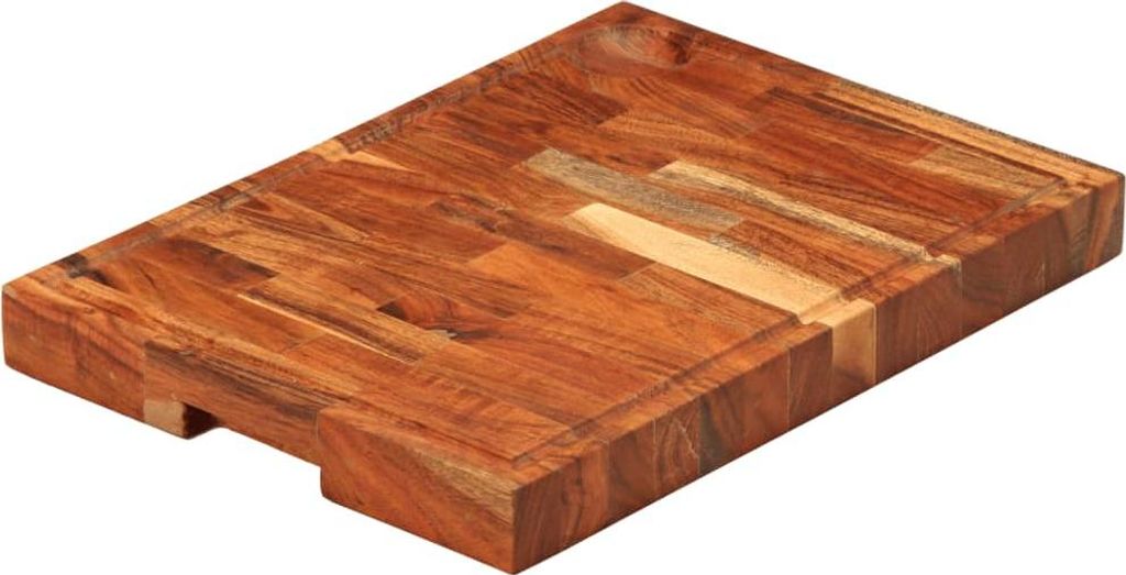 A wooden cutting board on a white background.