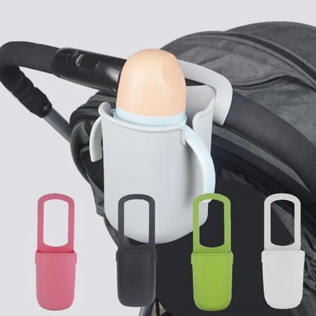 Porte-biberon silicone gris pour poussette universelle et stable