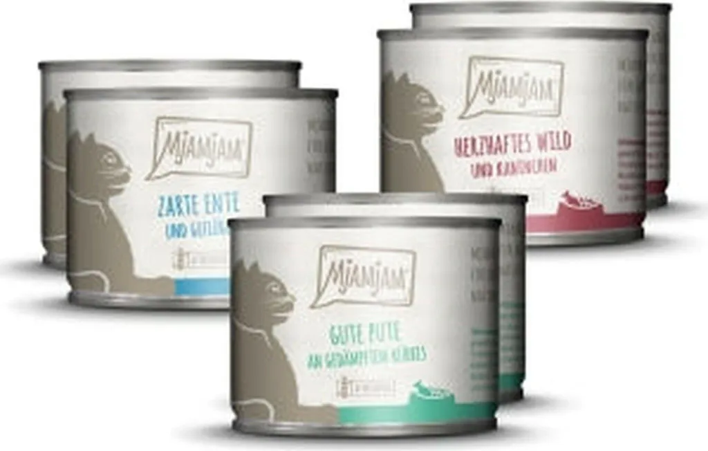 Pâtée Riche en Viande Mjamjam Mix II pour Chat Sensible 6 x 200g