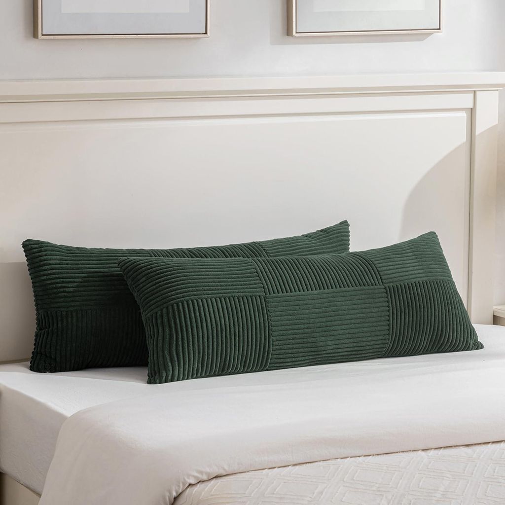 Set mit 2 dunkelgrünen Kissenbezügen, 40 x 145 cm, weich, moderne Dekokissenbezüge, Sofakissen, Boho-Dekoration für Sofa, Schlafzimmer, Wohnzim...
