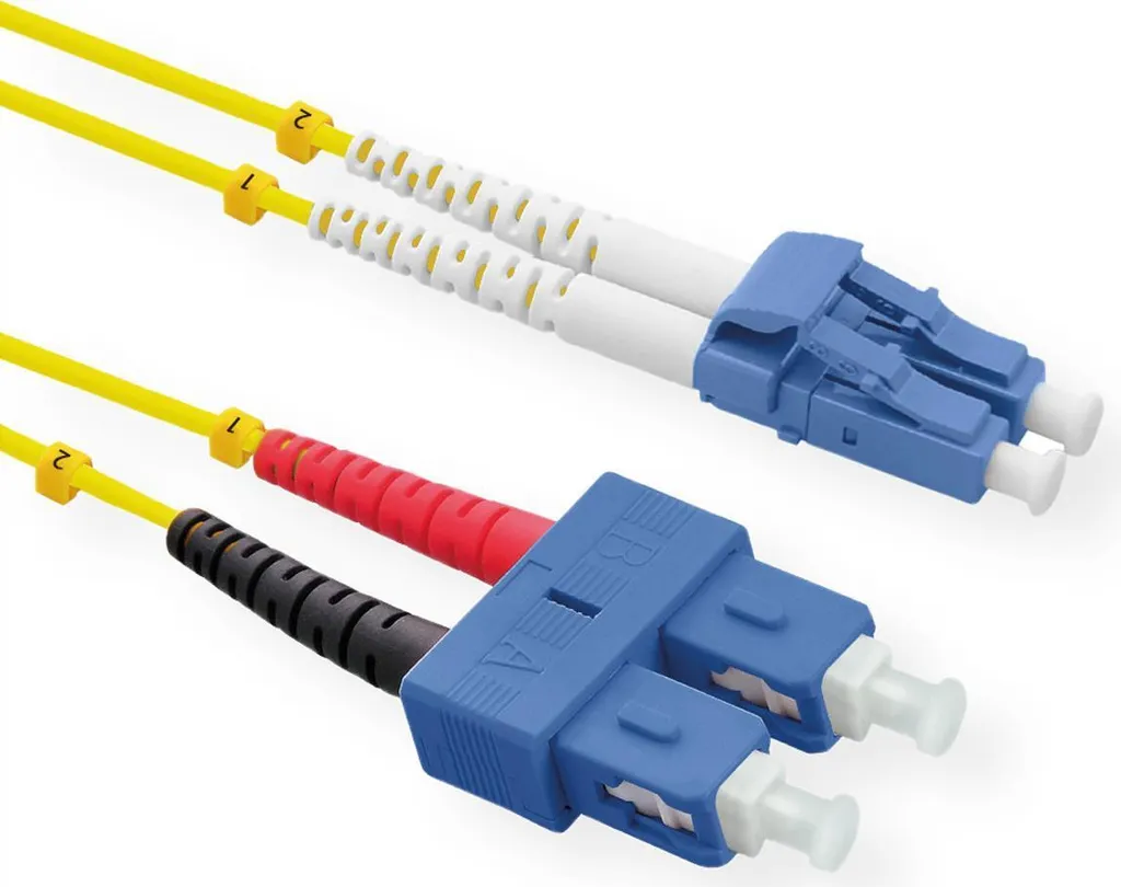 Cavo in fibra ottica ROLINE duplex, monomodale 9/125µm OS2, LC/SC, giallo, 2 m
