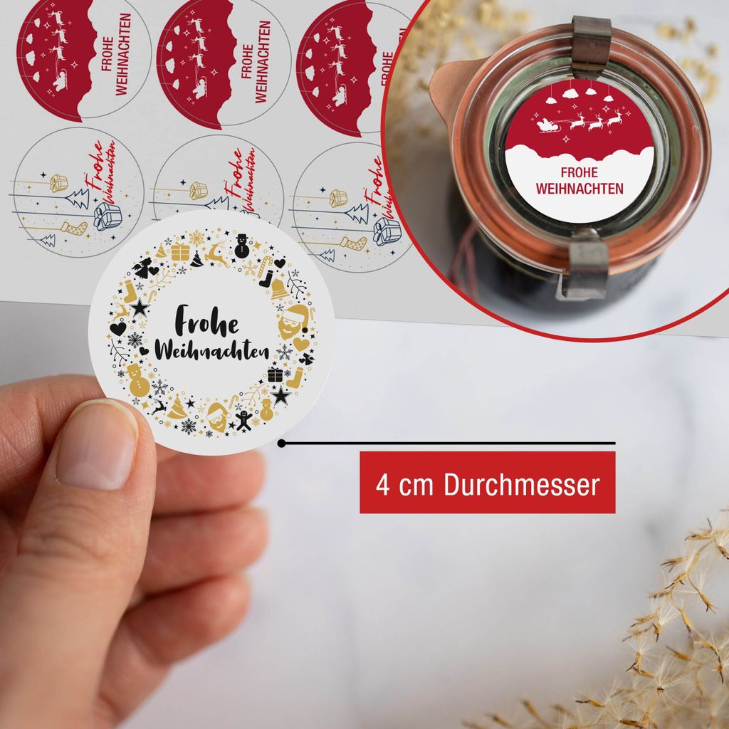 Aufkleber Weihnachten DE weiß - 96x Weihnachtsaufkleber für Produktbild 6