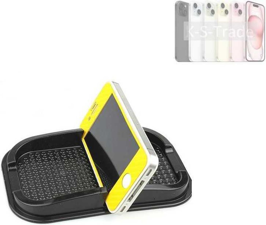 K-S-Trade Auto Anti Rutsch Matte Smartphone-Halter kompatibel mit Apple iPhone 15 Haft Pad Armaturenbrett Handy-Halterung Silikon