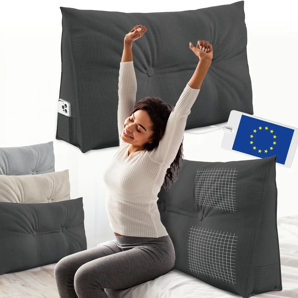 Coussin anti mal de dos 70 cm - Support lombaire triangulaire lit/canapé