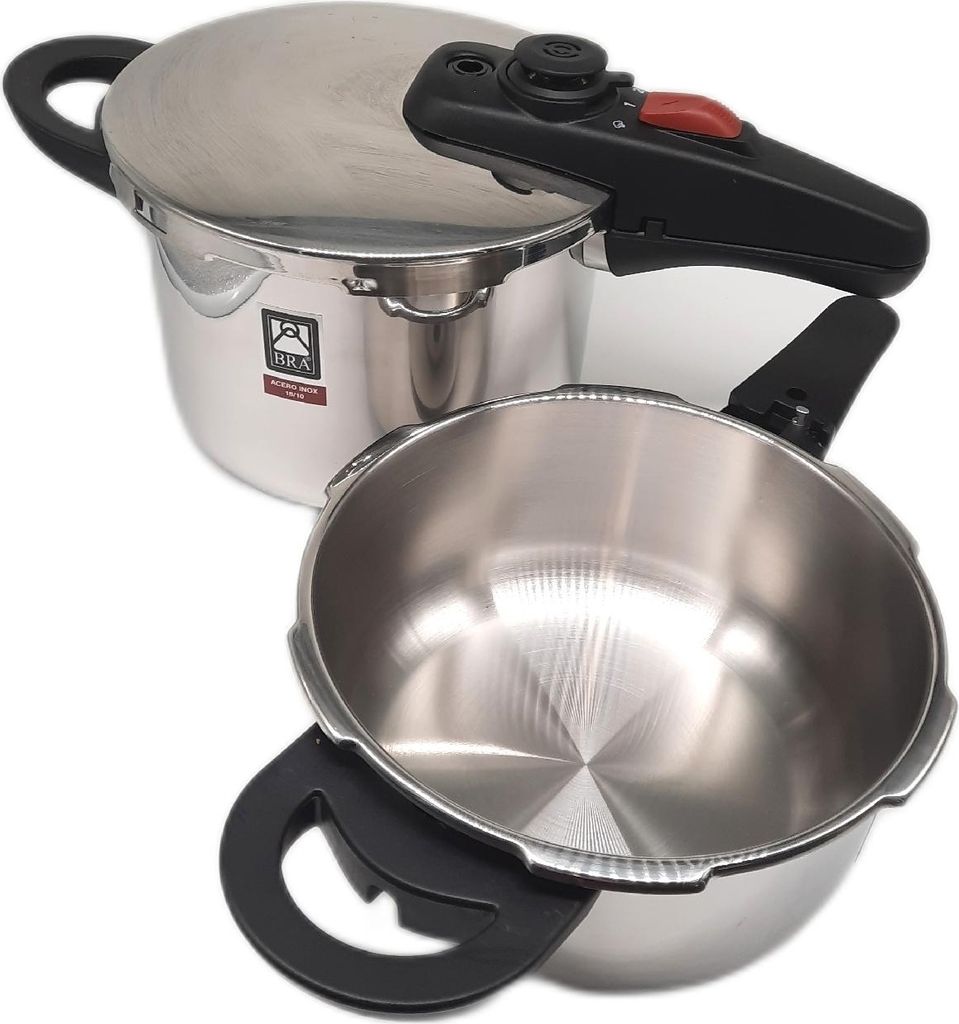 BRA Allure | Duo-Schnellkochtopf-Set mit 4 + 6 Litern, aus Edelstahl 18/10, mit 2 Kochprogrammen und Öffnungssperrsystem, geeignet für alle Arten...