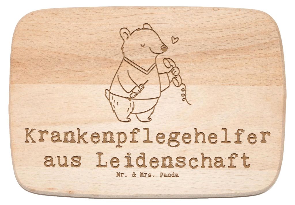 Mr. & Mrs. Panda Holz Frühstücksbrettchen Krankenpflegehelfer Leidenschaft - Transparent - Geschenk, Frühstücksbrett, Holzbrett, Holzbrettchen,...