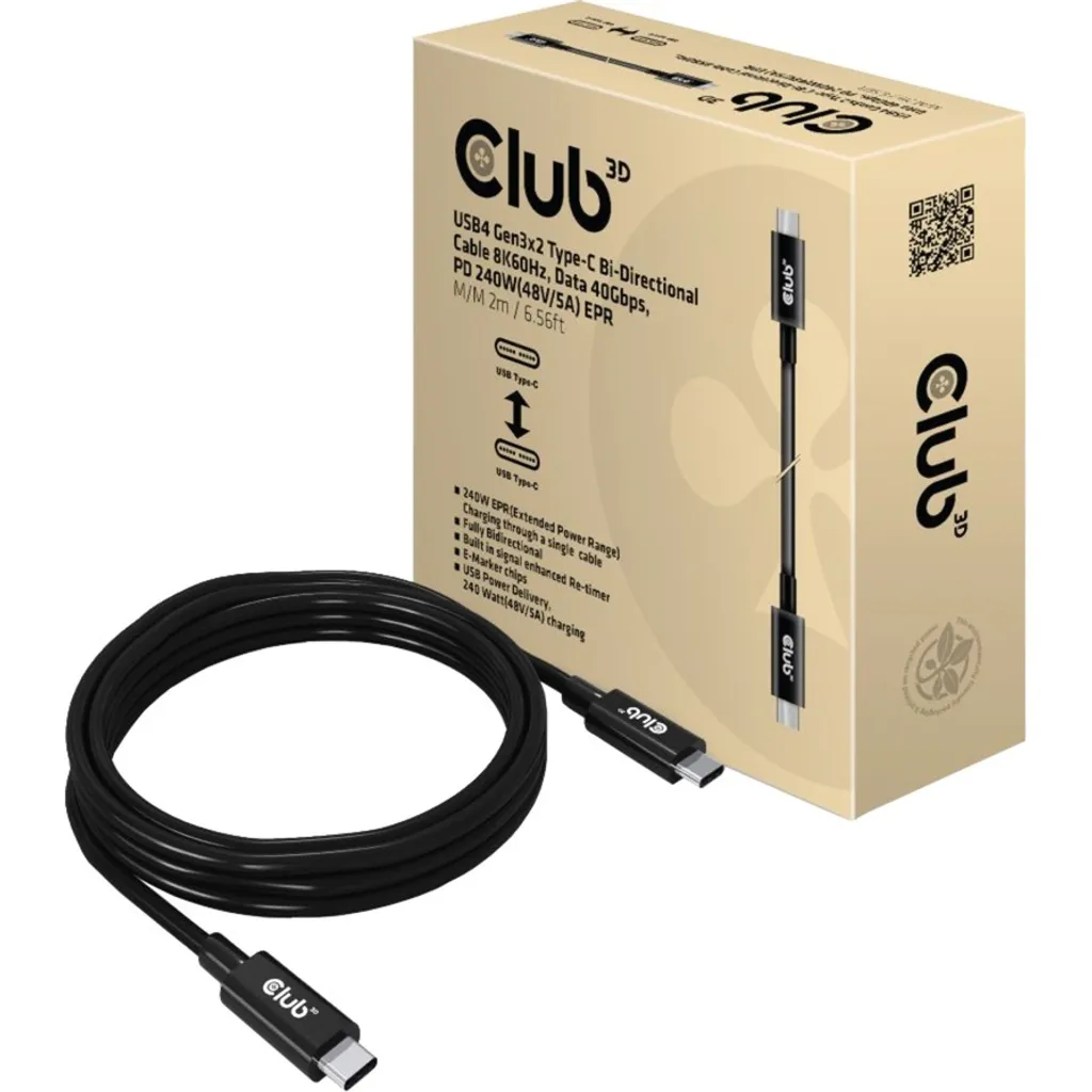 Câble USB4 Long 2m sans perte de vitesse 40Gbps 240W - Chargeur et Vidéo