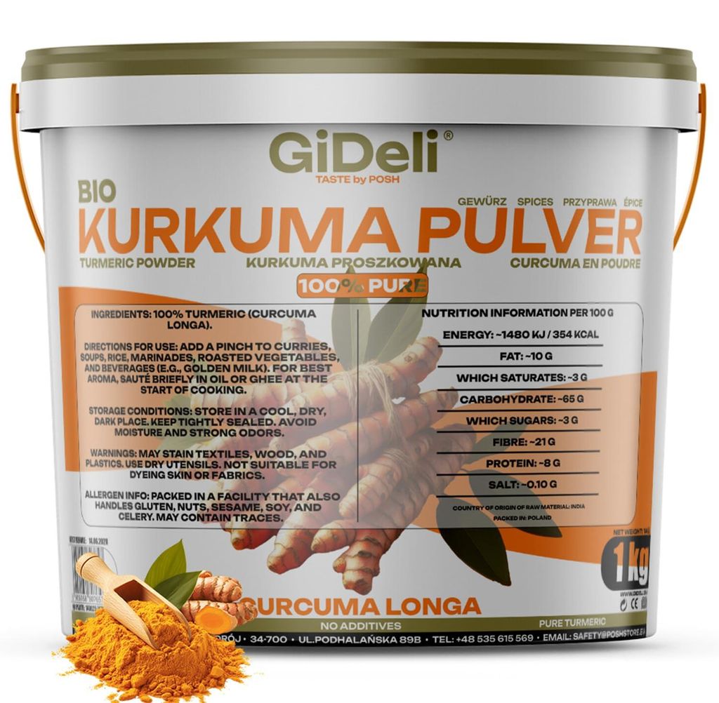 Kurkuma Pulver 1kg Curcumin Gehalt Goldene Milch Curcuma Produktbild 