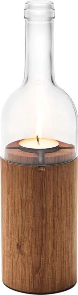 Lampe à Vin en Verre Clair et Bois Massif : Éclairage d'Ambiance Artisanal
