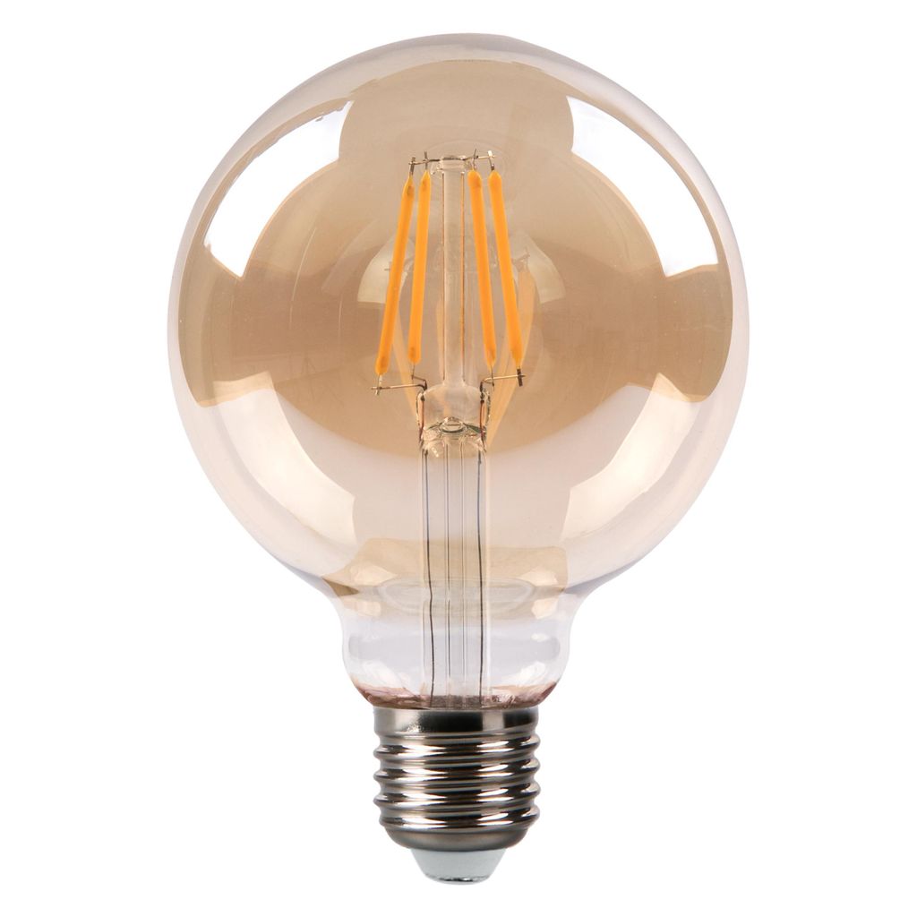 MasterLED - Leuchtmittel - Sockel E27 G95 - 2700 K Warmweiß - 510-600 lm - 6 W - Amberglas - 3-stufig dimmbar - led e27 dimmbar