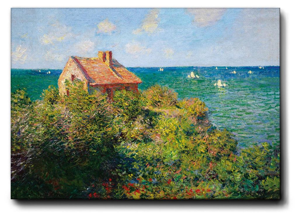 Giallobus - Ferienhaus am Meer - Claude Monet - 100L x 70B cm - Bild - Premium Loom Canvas mit hoher Dicke