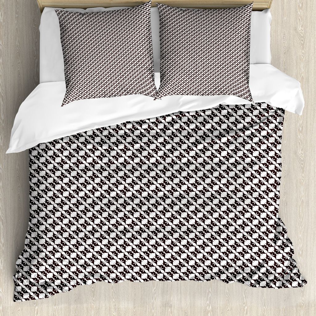 ABAKUHAUS Abstrakt Bettbezug Set für Einzelbetten, Monochrome Floral Hexagons, Milbensicher Allergiker geeignet mit Kissenbezug, 155 cm x 220 cm -...