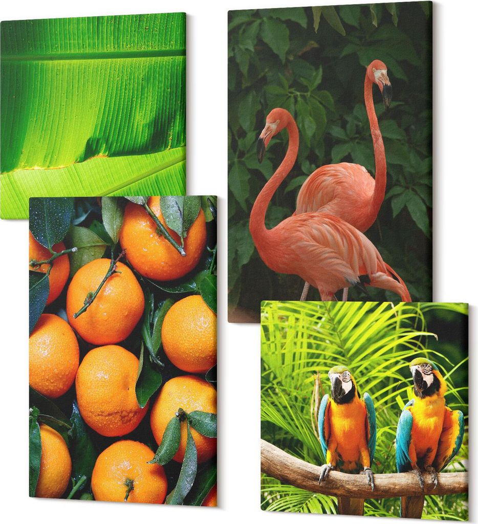 Wandbilder Leinwand 4-teilig – – Polycanvas Kunstdruck – Moderne Bilder für Wohnzimmer & Schlafzimmer – Aufhängefertig – 2x 40x40 cm + ...