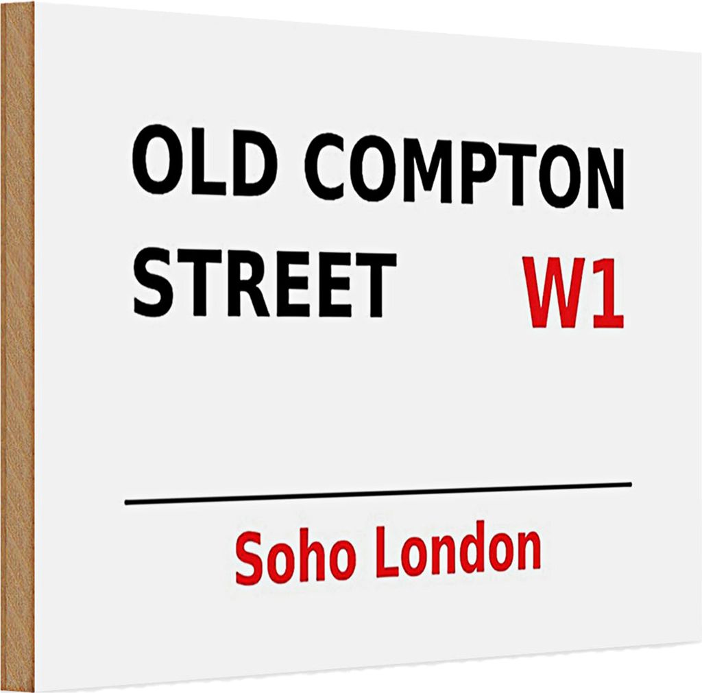 Holzschild London 30x20cm Soho Old Compton Street W1