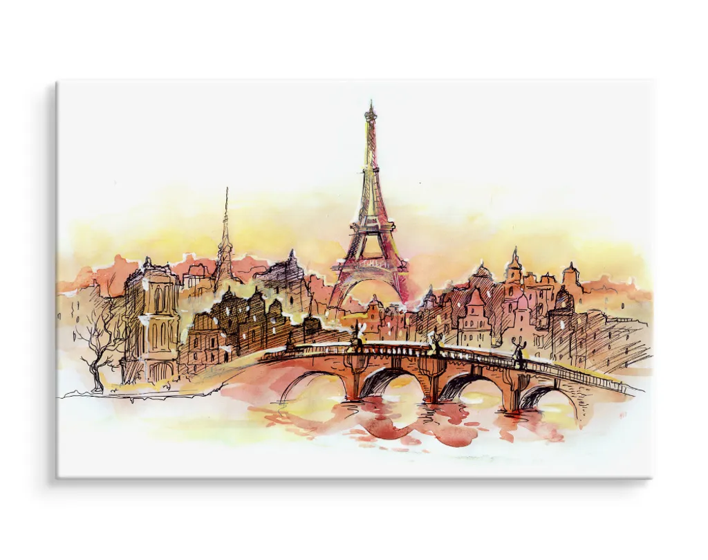 Stampa Su Tela Parigi Con Torre Eiffel – 46x31 Cm – Quadro Da Parete – Prodotto A Mano Nel Regno Unito Da Panther Print