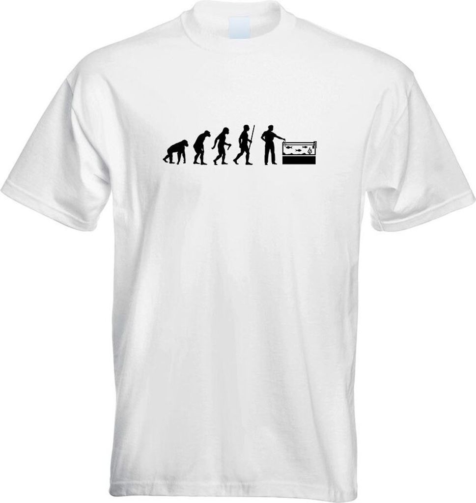 Kiwistar - T-Shirt - Weiss - Aquaristik Fische Evolution Motiv Bedruckt Funshirt Design Print - mit Motiv Bedruckt - Funshirt Design - Sport - Frei...