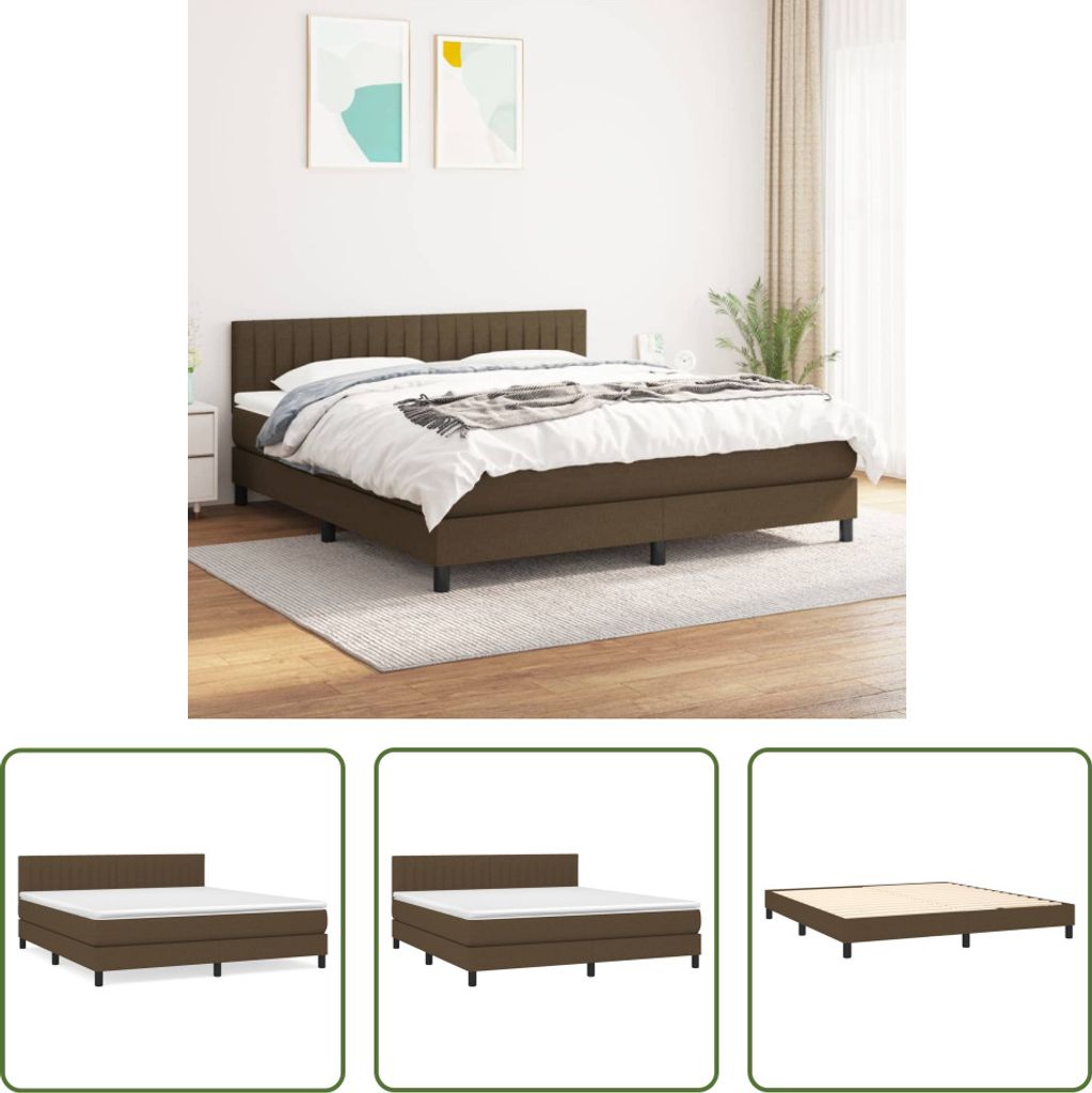 The Living Store Boxspringbett mit Matratze Dunkelbraun 180x200 cm Stoff