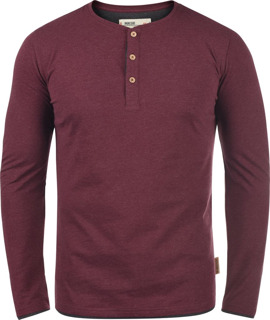 INDICODE IDGifford Herren Longsleeve Langarmshirt Shirt mit Grandad-Ausschnitt Baumwollmischung Regular fit