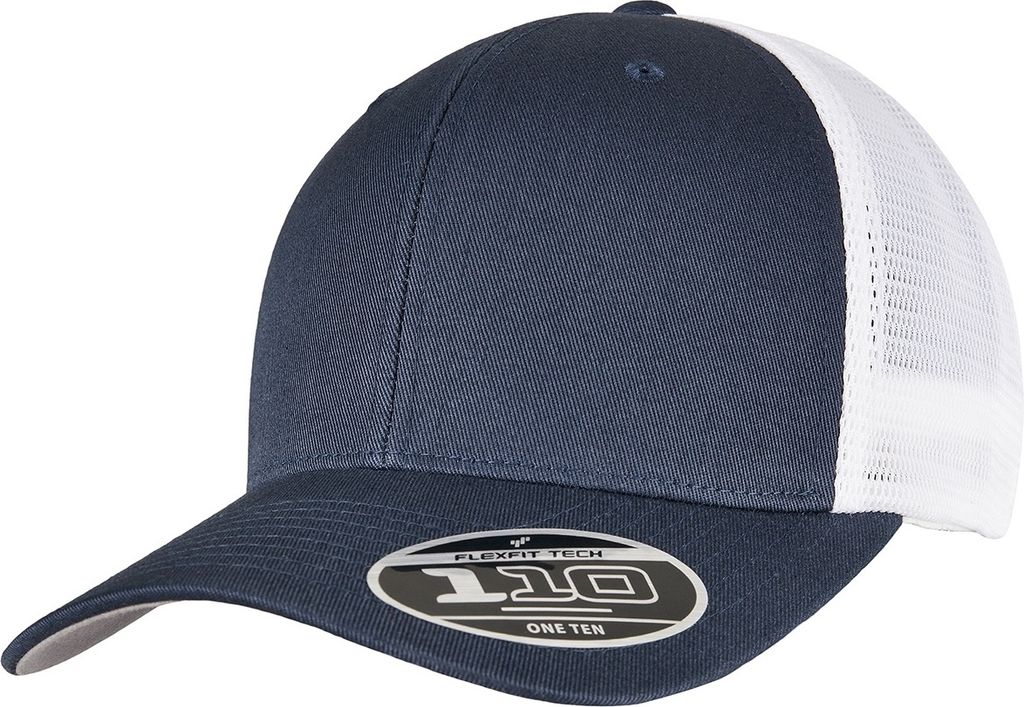Flexfit - Herren/Damen Uni Zweifarbig - Kappe "110", Netzmaterial RW8014 (Einheitsgröße) (Marineblau/Weiß)