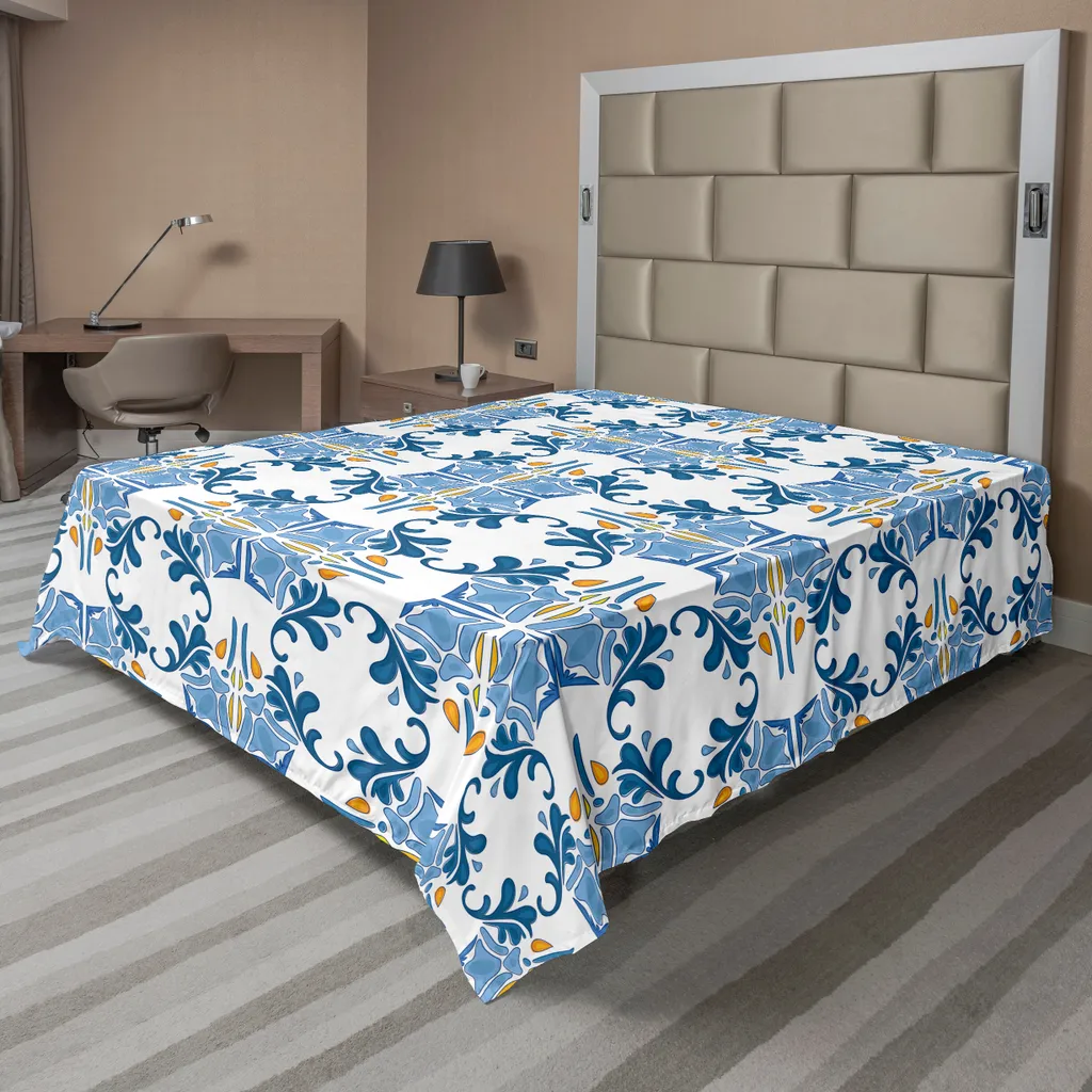 Lenzuolo Artistico ABAKUHAUS Mosaico Romano 260x228 Blu Giallo - 1