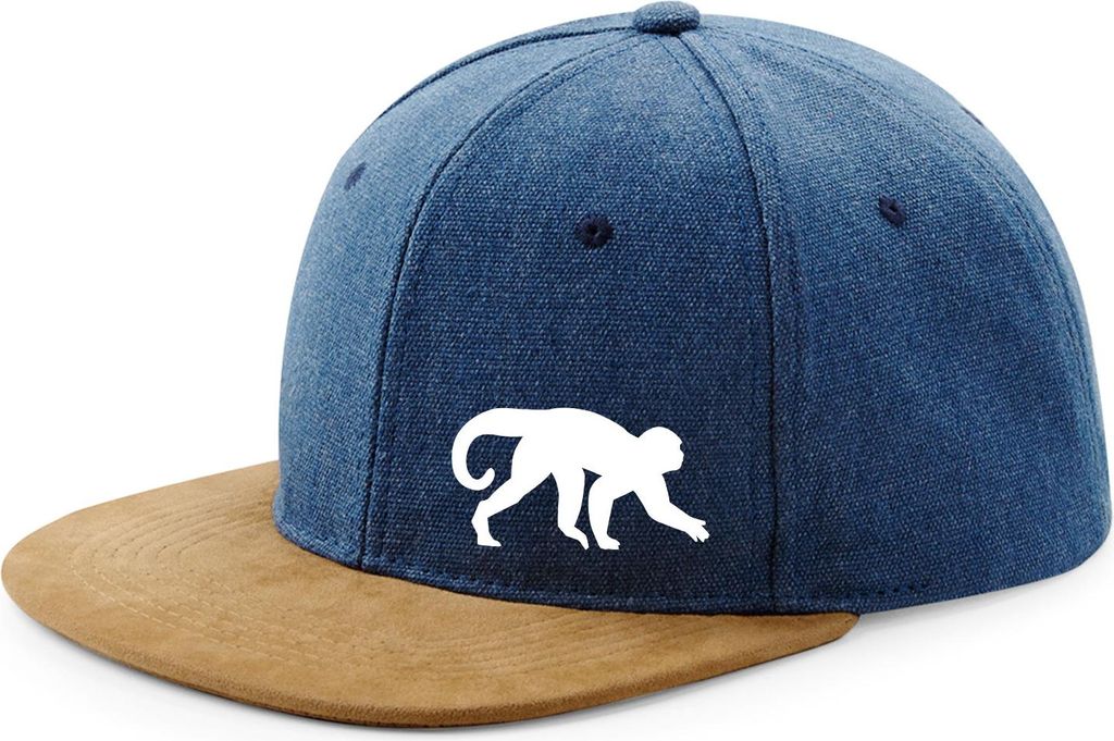 Huuraa Cappy Mütze Affe Silhouette Denim Baumwolle und Polyester Snapback Kappe Geschenkidee