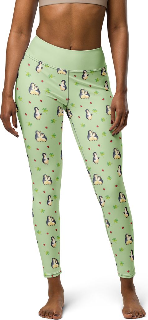 Mr. & Mrs. Panda Stretchhose Pinguin Marienkäfer Größe M - Grün - Geschenk, Leggings, High-Waist-Hose, Liebe, Freude, Yoga-Hose, Kleine Wunder,...