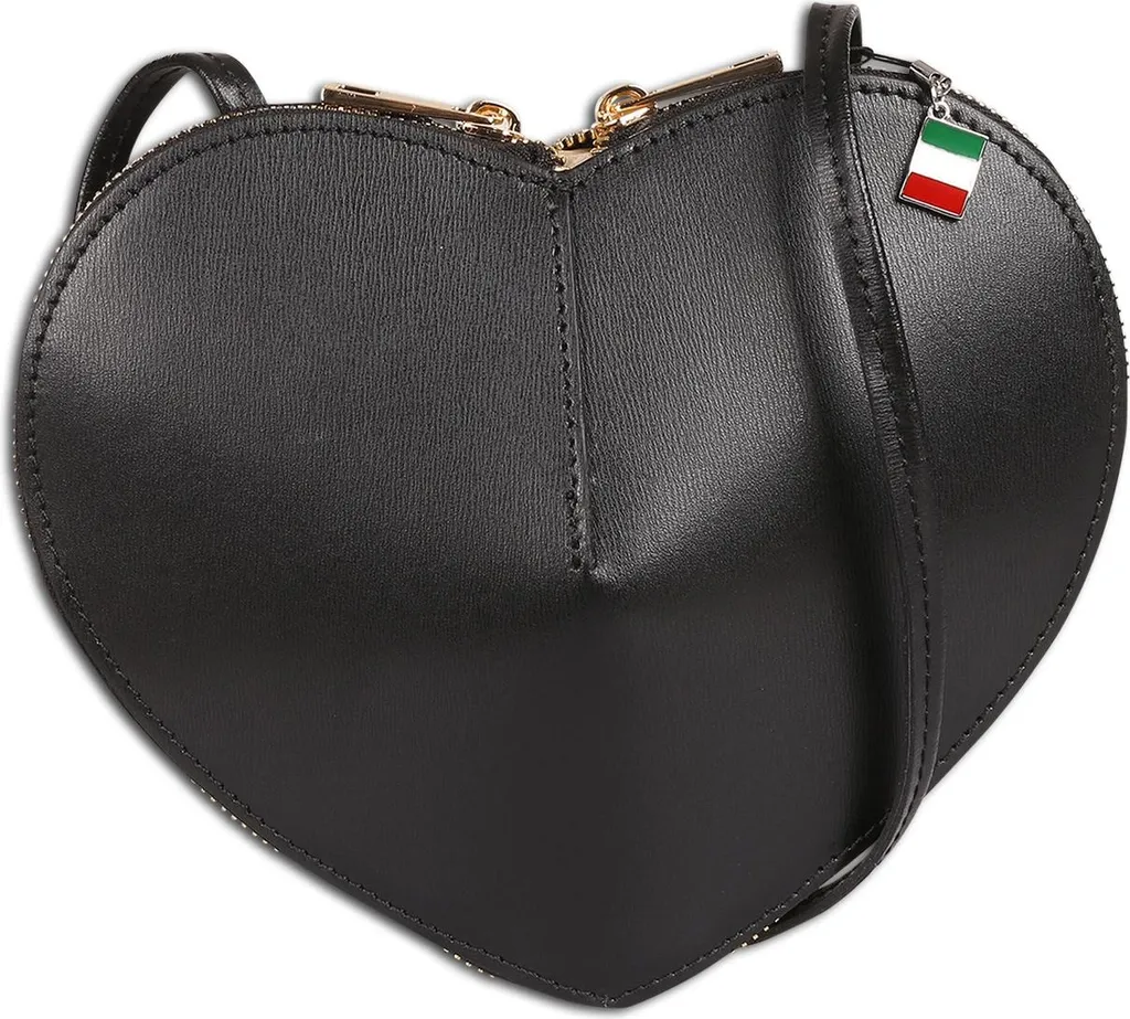Sac à main bandoulière pour femme en cuir noir design coeur Florence