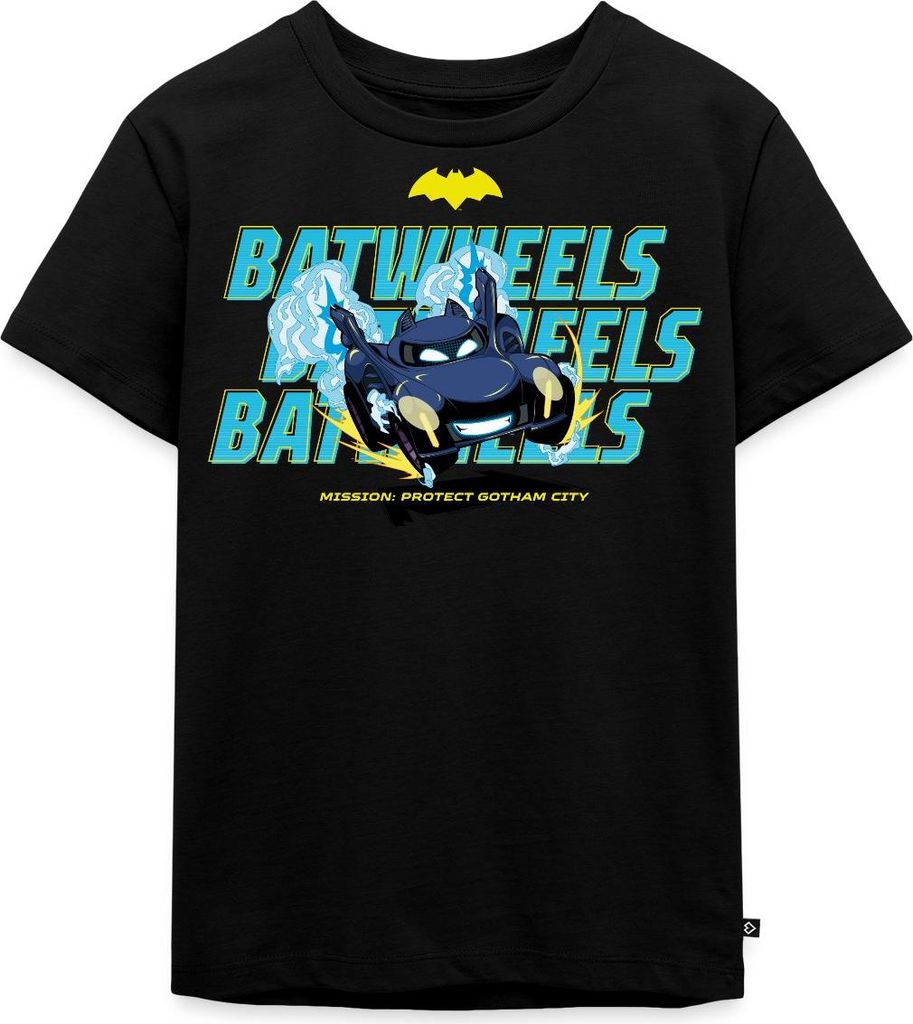 Spreadshirt Batwheels Bam Mit Schriftzug Protect Gotham City Kinder Premium T-Shirt, 98/104 (2 Jahre), Schwarz