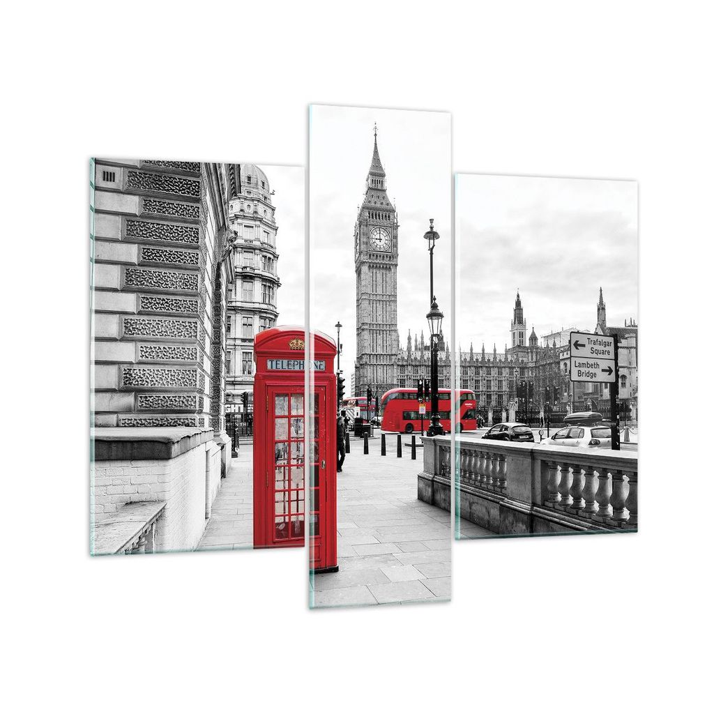 Bilder auf glas - 3 Teile - Schuppen Telefon London - 95x80cm - Glasbilder - Wandbilder - Bilder - zum Aufhängen bereit - Wanddekoration aus Glas ...