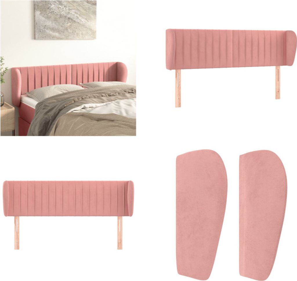 vidaXL Kopfteil mit Ohren Rosa 147x23x78/88 cm Samt - Kopfteil - Kopfteile - Bett-Kopfteil - Bettkopfteil