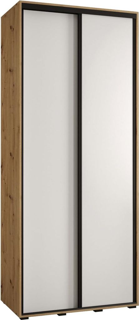 MEBLE KRYSPOL Davos 1 Schrank, zwei Türen - 235,2x110x45 cm - Artisan Weiß Schwarz