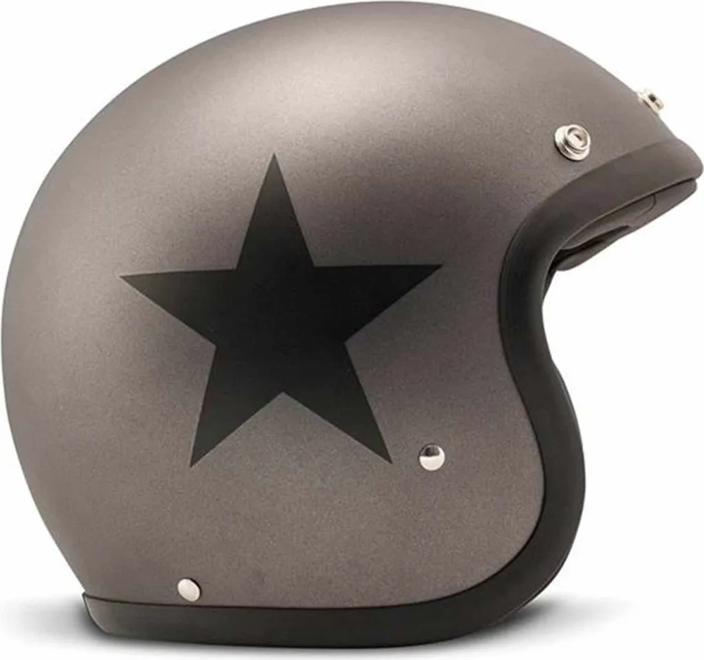 Casque jet Vintage DMD Star XS gris noir - Coque Carbone Compacte