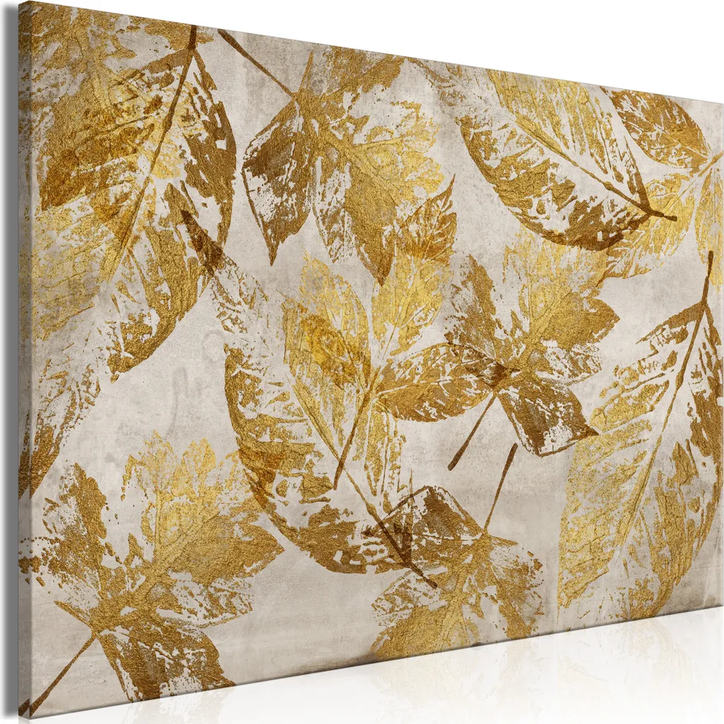 Decorazione Parete Oro 60x40 - Quadro Moderno Foglie Mosaico Italiano