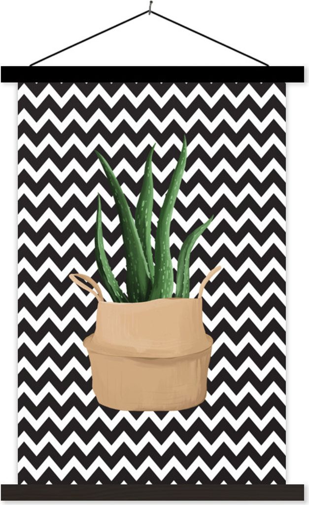 MuchoWow Textilposter Zimmerpflanzen - Aloe Vera - Blumentopf 120x180 cm mit schwarzem Rahmen - Fotos