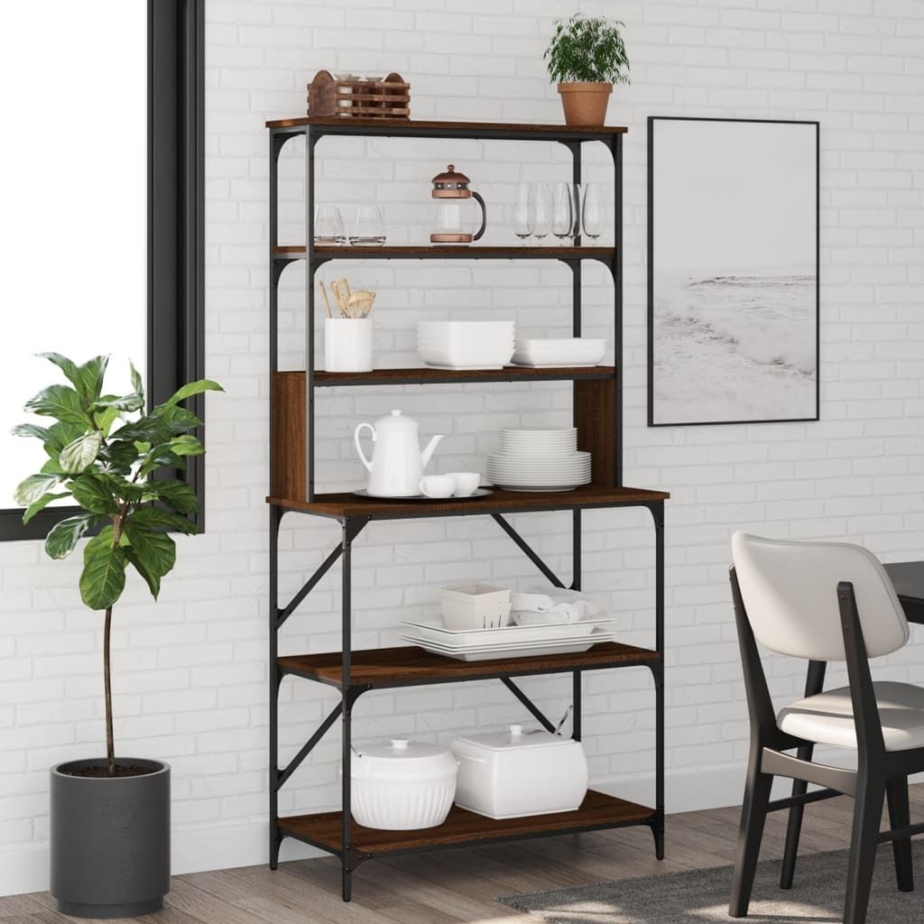 "2024"Moderne Bäckerregal 6 Fächer Braun Eichen-Optik 90x40x180 cm,Design Pelletöfen 8587859