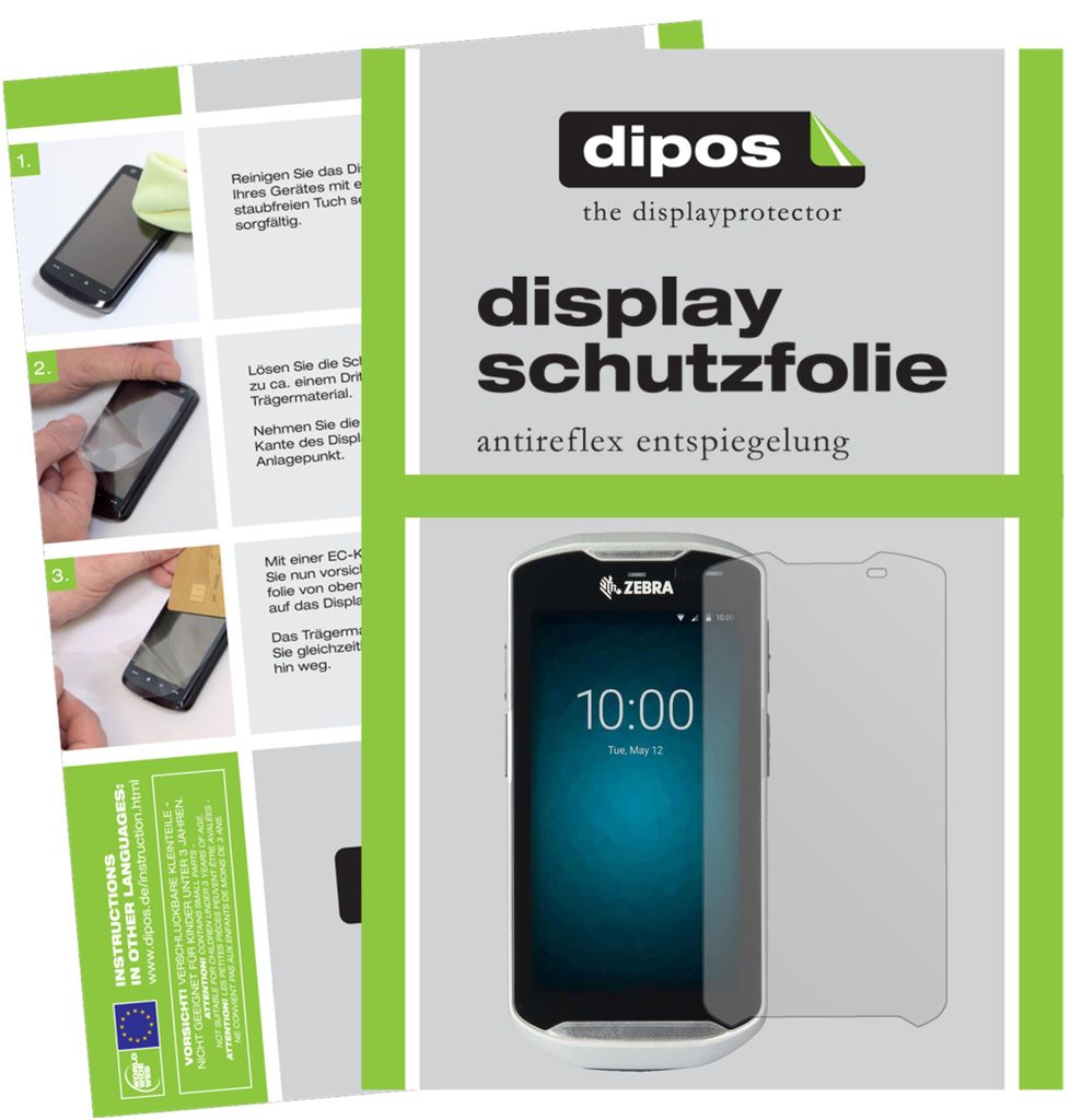 2x Schutzfolie für Zebra TC51 matt Displayschutzfolie Folie Display Schutz dipos