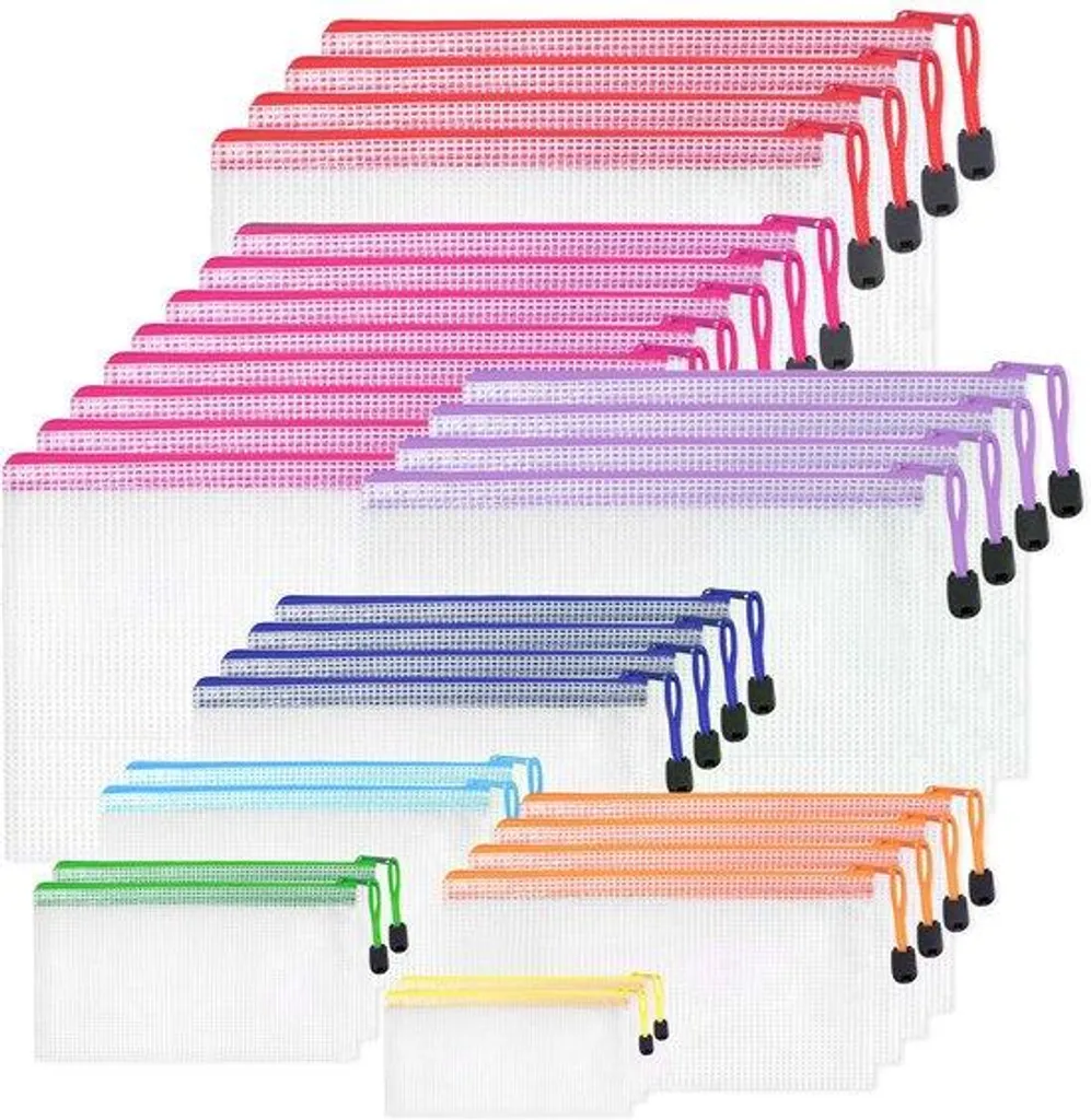 Porte-documents A4 à A6 avec 30 compartiments et pochette zippée filet