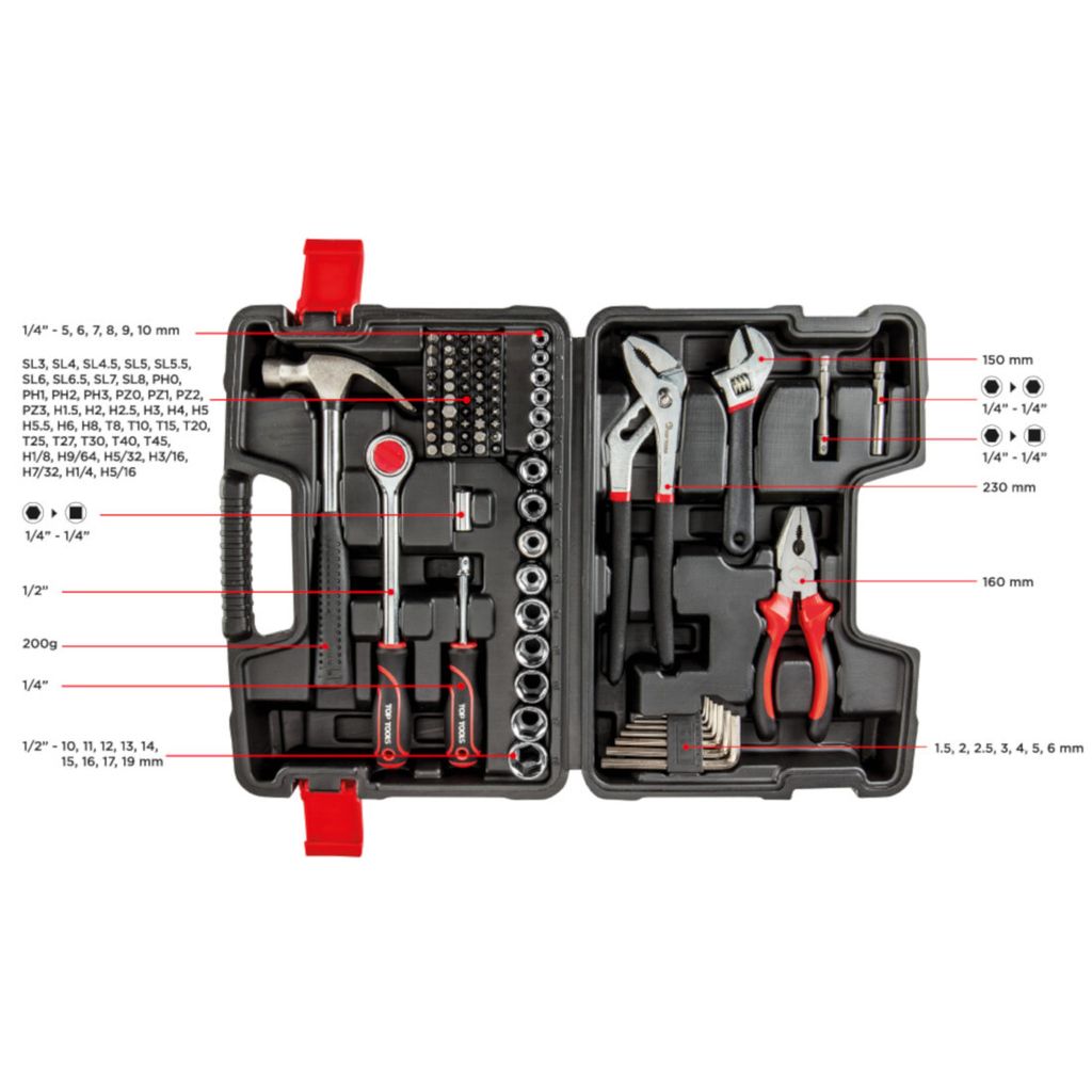  Kreator Werkzeug-Set 61-teilig Werkzeugkoffer Werkzeugkiste  Steckschlüssel-Satz